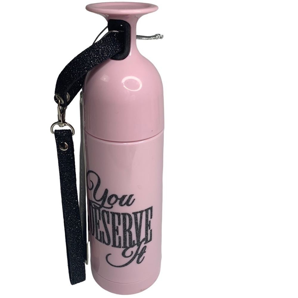 New Pink Black Glitter Wristband Wine Cup Traveler New w/ Tags 14 ounces ht 10”